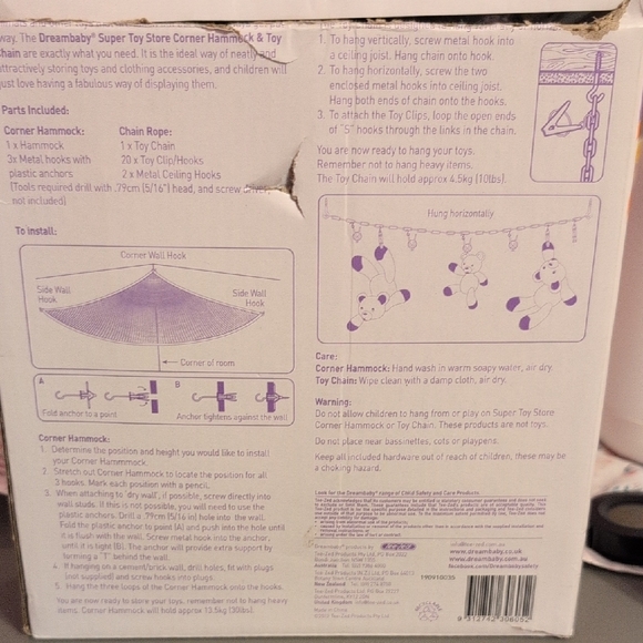 Corner Hammock & Bonus Toy Chain - White - Picture 2 of 2